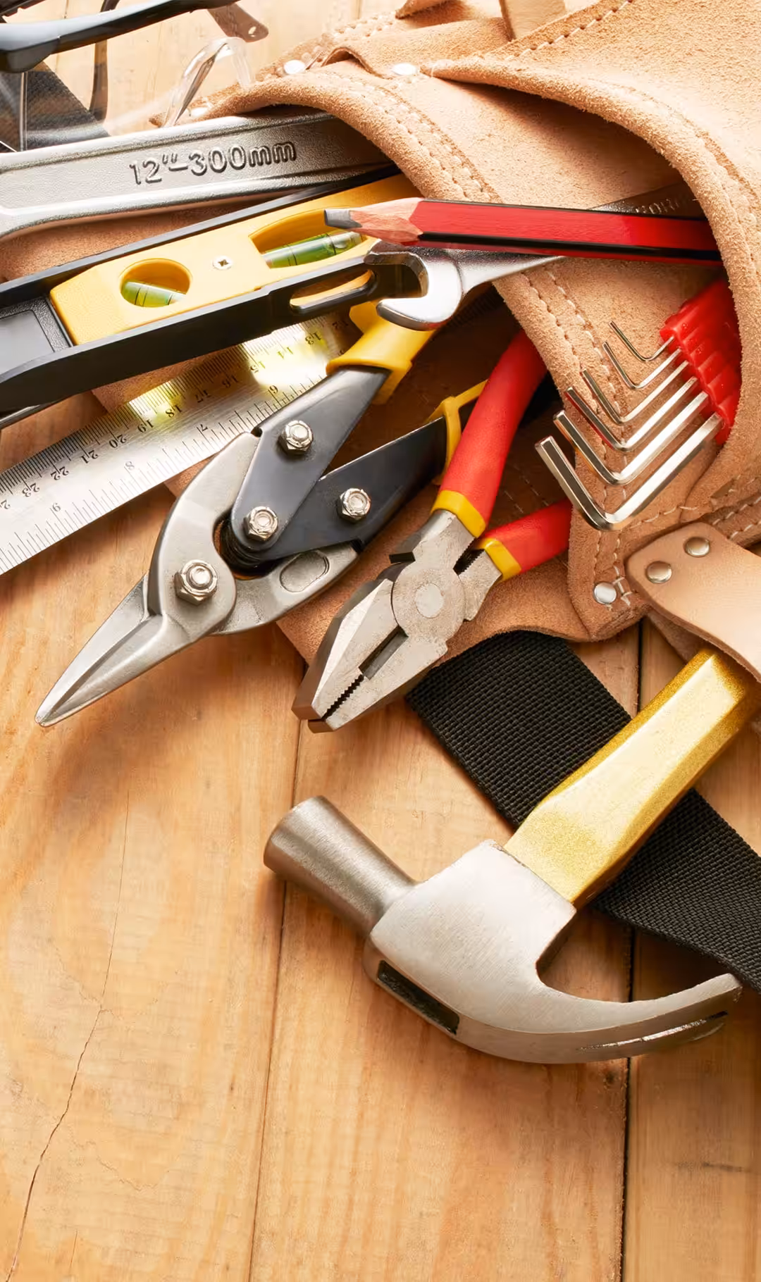 Professional tool belt and equipment used by Acumen Renovations